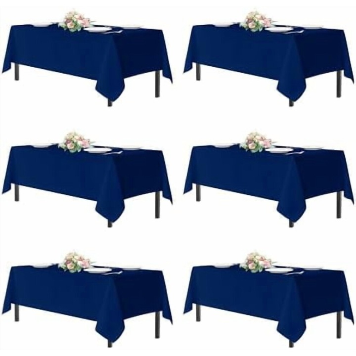 6 db sötétkék poliészter asztalterítő készlet 152x213cm