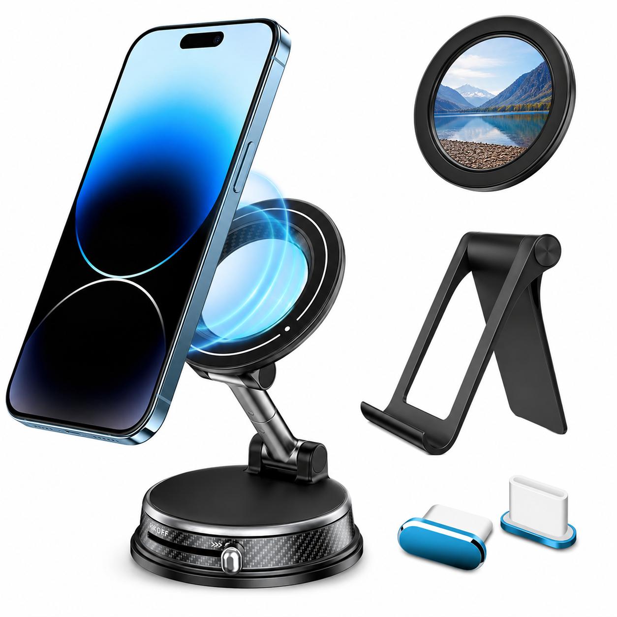 Usb Repari Suport magnetic auto telefon QUALITERA™ + oglinda selfie + suport fix ...