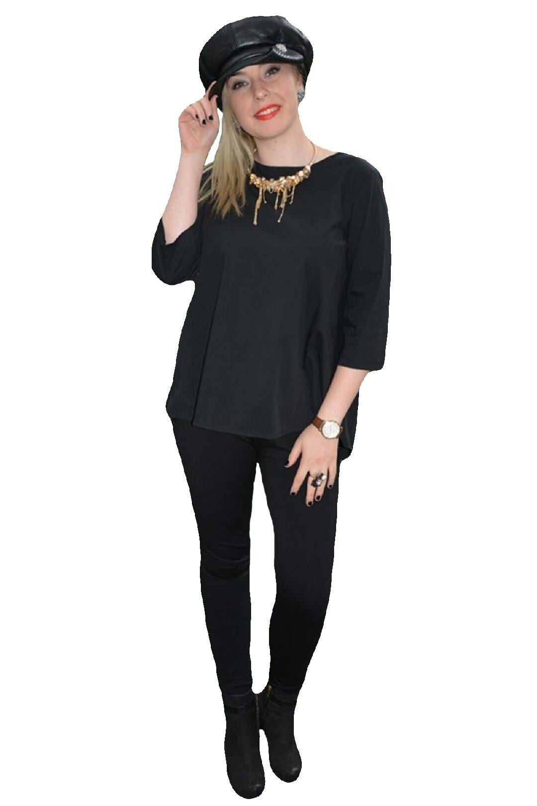 Bluza deosebita cu model de funda in spate, D&J Exclusive, Negru