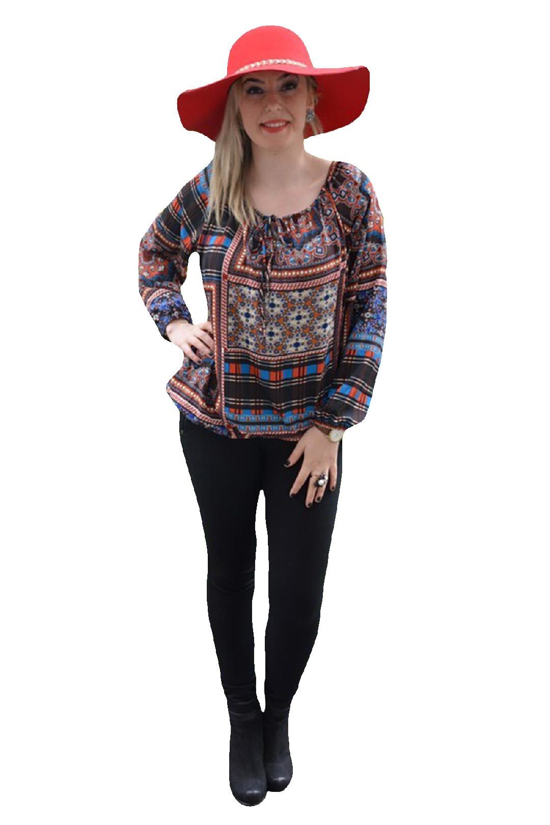 Bluza tinereasca cu imprimeu si insertii de elastic,D&J Exclusive, Multicolor