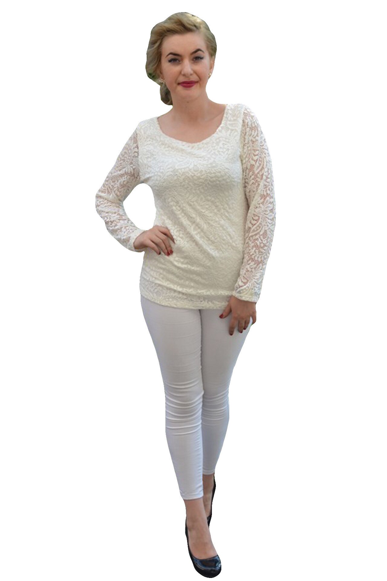 Bluza din dantela, D&J Exclusive, Alb