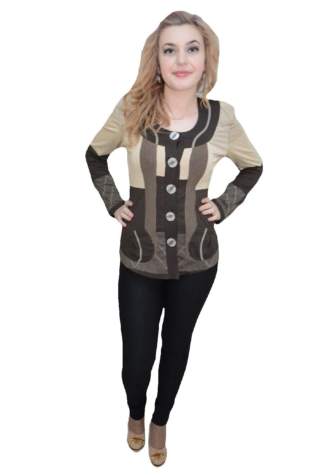 Bluza casual, inchidere cu nasturi fini,masura mare,D&J Exclusive, Maro