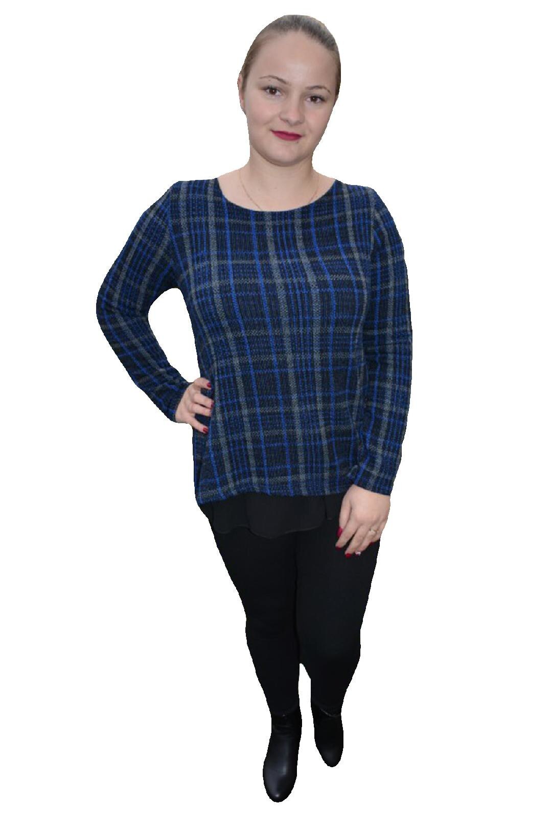 Bluza rafinata cu aspect modern si maneca lunga,masura mare,D&J Exclusive, Albastru