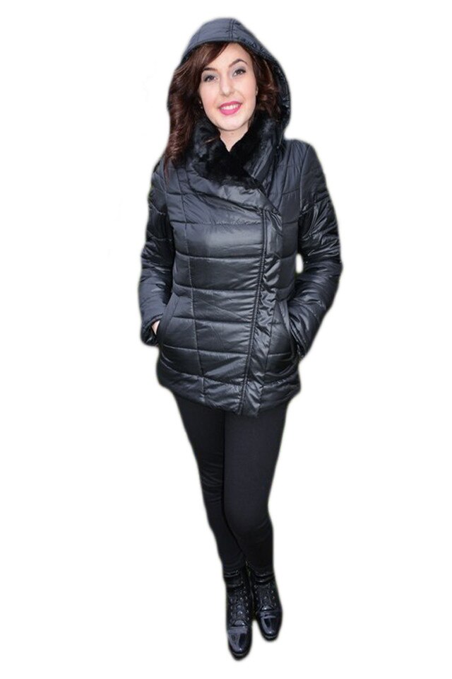 Jacheta moderna, sistem de inchidere lateral, guler , D&J Exclusive, Negru