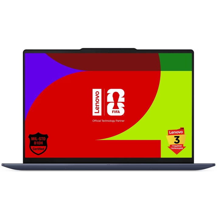 Лаптоп Lenovo Yoga Slim 7 Ultra 14IPH11 Aura Edition с Intel Core Ultra X7 358H (1.5/4.8GHz, 18M), 32 GB, 1TB M.2 NVMe SSD, Intel Arc B390 12 Xe3, Windows 11 Home, Тъмносин