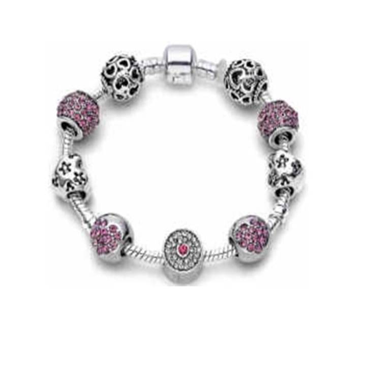 Martisor bratara metal charm violet inima Argintiu/Mov