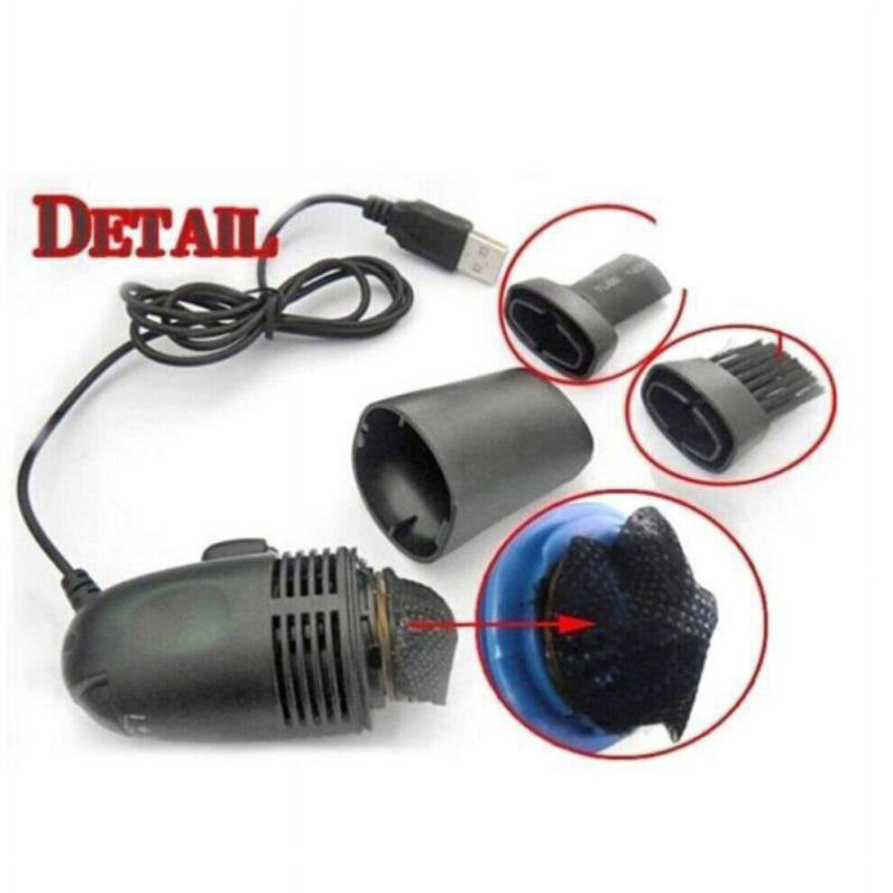 Mini aspirator USB negru, compact, 10x3.4x4cm, pentru praf si firimituri