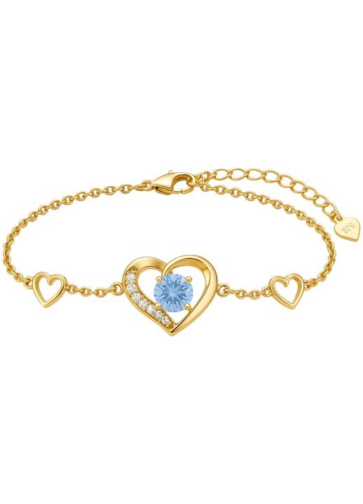 Bratara argint 925 Mennica Swidnicka placata cu aur 24K cu cristale albastru deschis reglabila 16,5x3cm