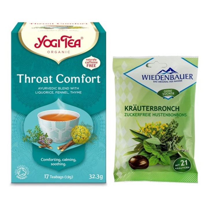 Pachet Bio pentru Respiratie – Yogi Tea Respira Sanatos si Bomboane fara zahar cu 21 plante