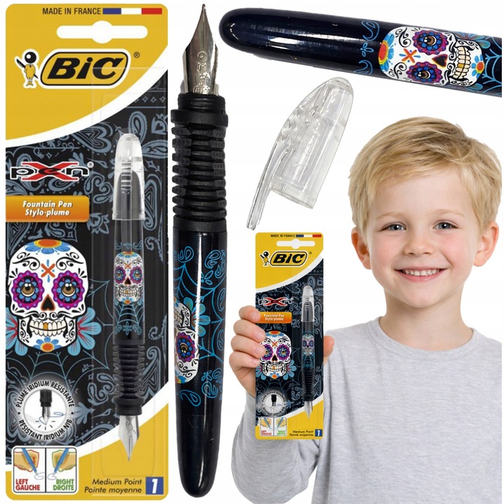 BIC SKULL Fekete Toll Egyedi Dizájnnal, Ideális Iskolába