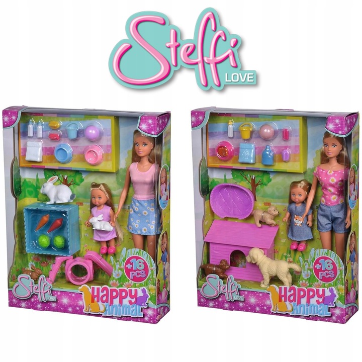 Papusa Steffi Love cu Evi si Animale de Companie - Set de Joaca