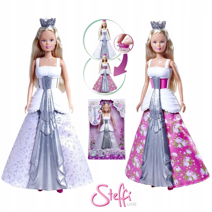 Papusa Steffi Love Mireasa Magica - Rochie 2 in 1