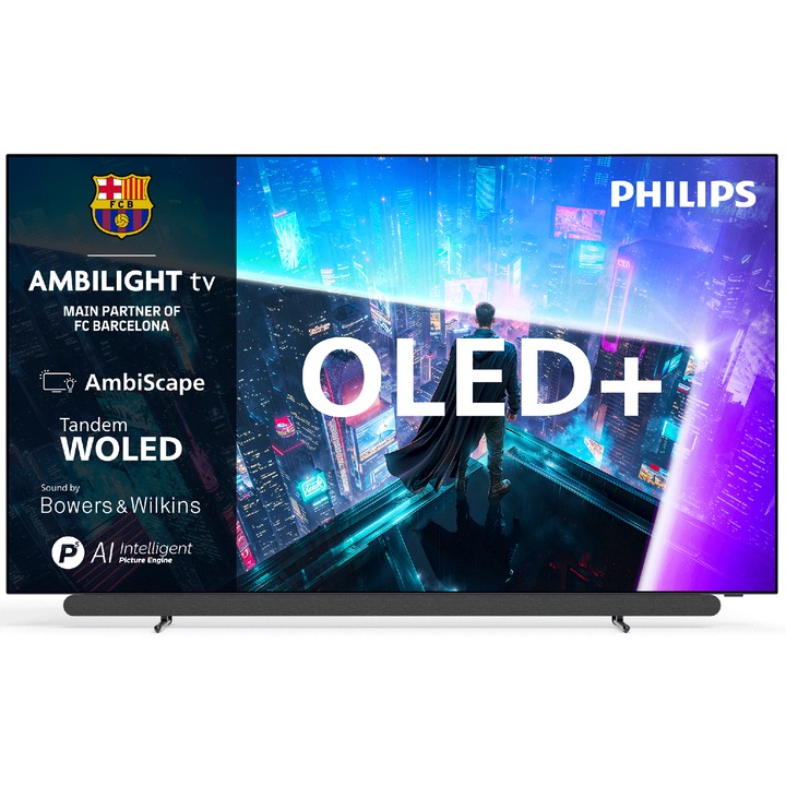 Televizor Philips AMBILIGHT tv OLED+ 48OLED911, Bowers & Wilkins, 121 cm, Smart TV, 4K Ultra HD, 165Hz, Clasa G (Model 2026)