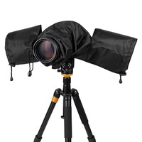 Husa de ploaie profesionala impermeabila pentru camera, AFKSMILE, Transparenta, Reglabila prin siret, Nailon, 48x20cm, Negru