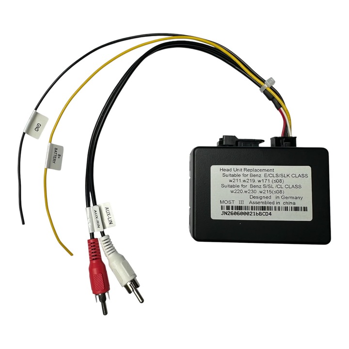 Decodor fibra optica Audio MOST pentru Mercedes-Benz cu Amplificator Original pe Fibra Optica W211, W219, R171, W220, W215, R230 12V DC Negru