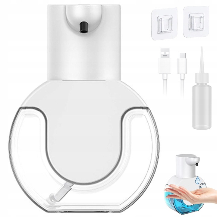 Dispensator Sapun Automat 420ml, Fara Contact, Reincarcabil USB, Alb