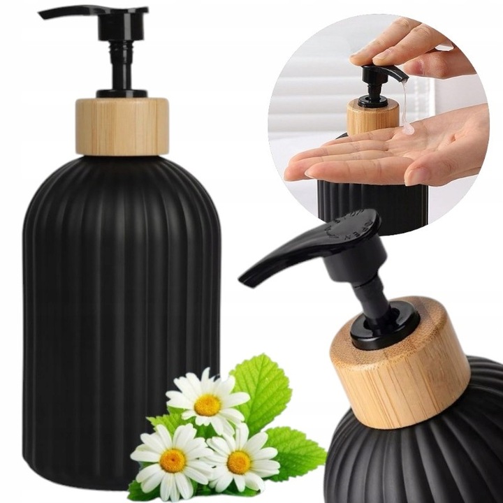 Dozator Dozator Sapun Lichid Gel Negru 400ml Bambus