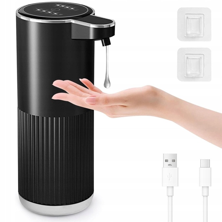 Dispensator Automat Sapun Fara Contact, Negru, 400ml