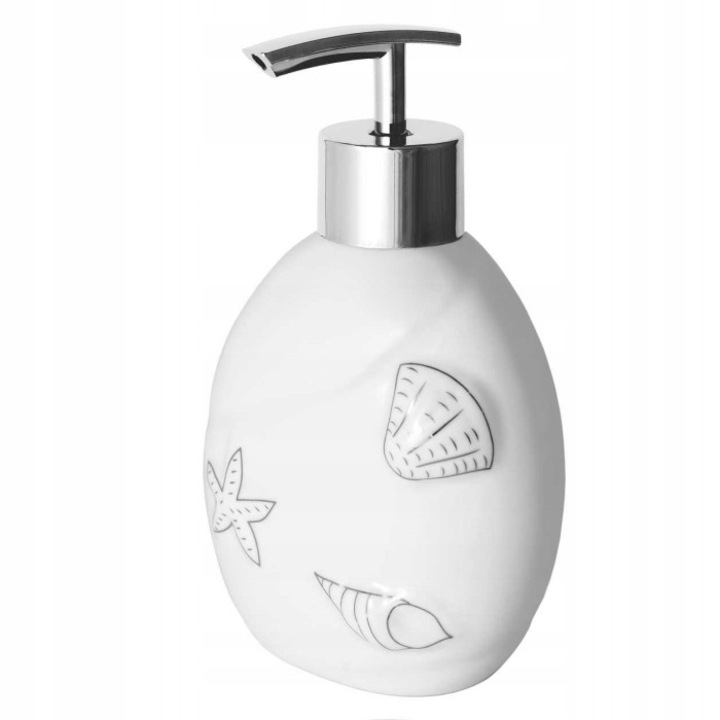 Dozator Sapun Alb BEACH - Ceramica, 800 ml, Design Modern