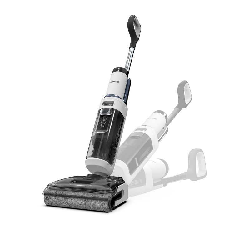 Aspirator Vertical Cu Spalare Tineco Floor One Stretch S5 Extreme, 220W Putere, 22kPa, 180° Flexibil, iLoop Smart Sensor, Autonomie 40 Min, Alb & Negru + Card Cadou Solutie de Curatare