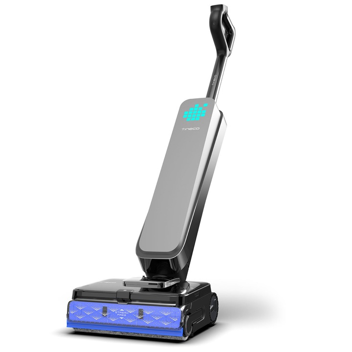 Aspirator Vertical Cu Spalare Tineco Floor One S9 Scientist Complete, 230 W, Aspirare Uscat/Umed, Tehnologie HyperSteam 160°C, Autocuratare FlashDry 85°C, Autonomie 80 Min, 30 V, WiFi, Control Vocal, Negru