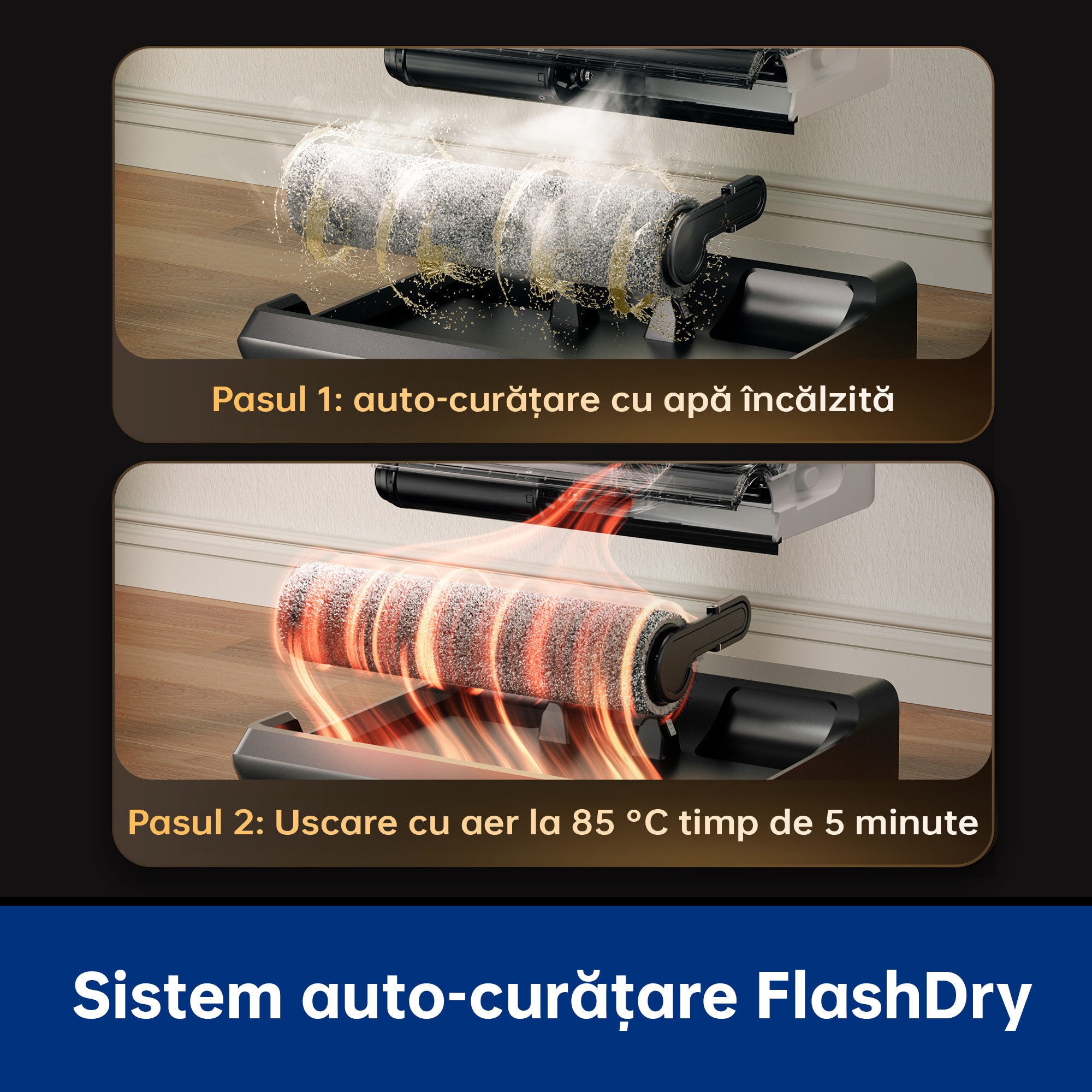 Aspirator Vertical Cu Spalare Tineco Floor One Switch i5 Stretch, 190 W, Aspirare Uscat/Umed, 180° Flexibil, Autonomie 35 Min, 21.6 V, Alb