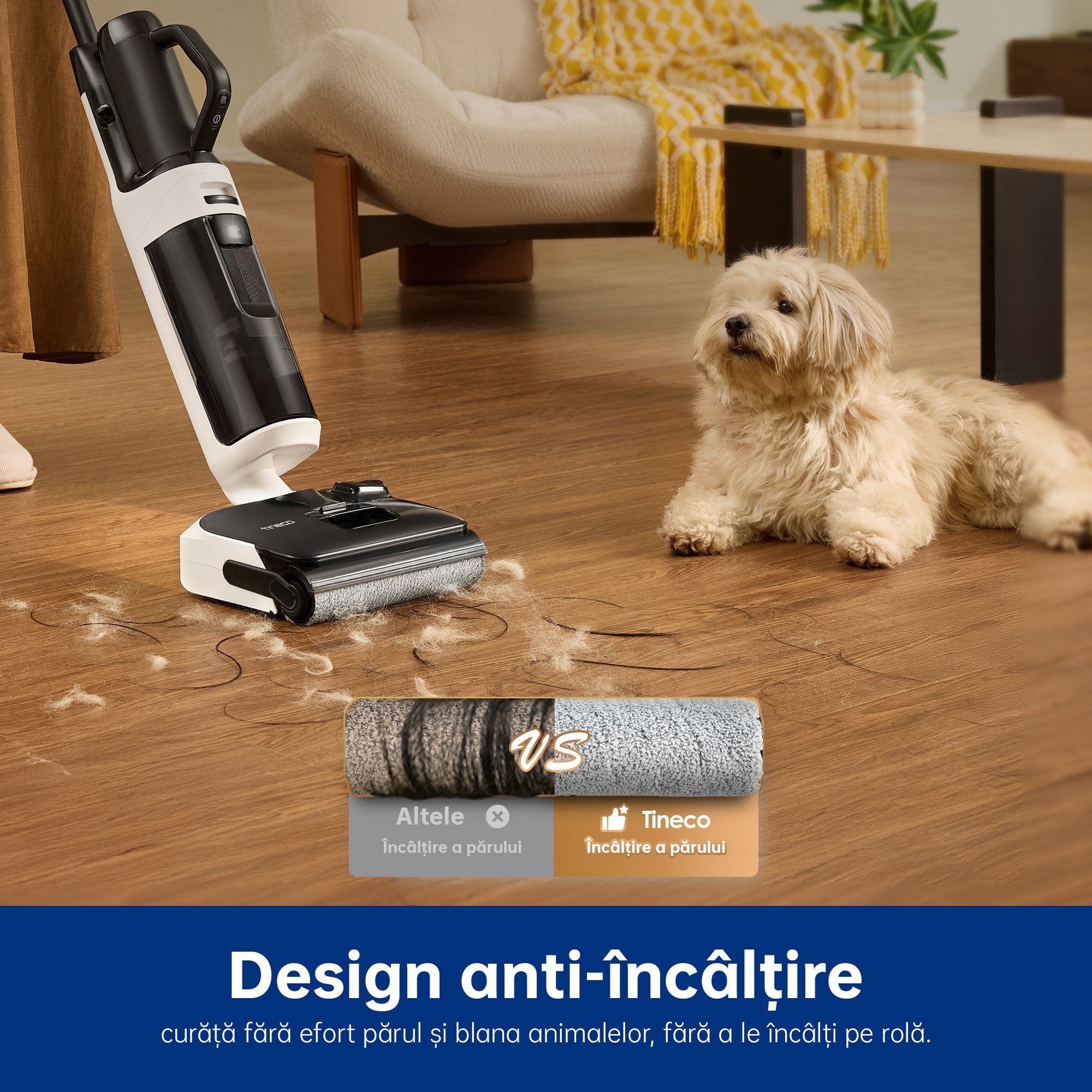 Aspirator Vertical Cu Spalare Tineco Floor One Switch i5 Stretch, 190 W, Aspirare Uscat/Umed, 180° Flexibil, Autonomie 35 Min, 21.6 V, Alb