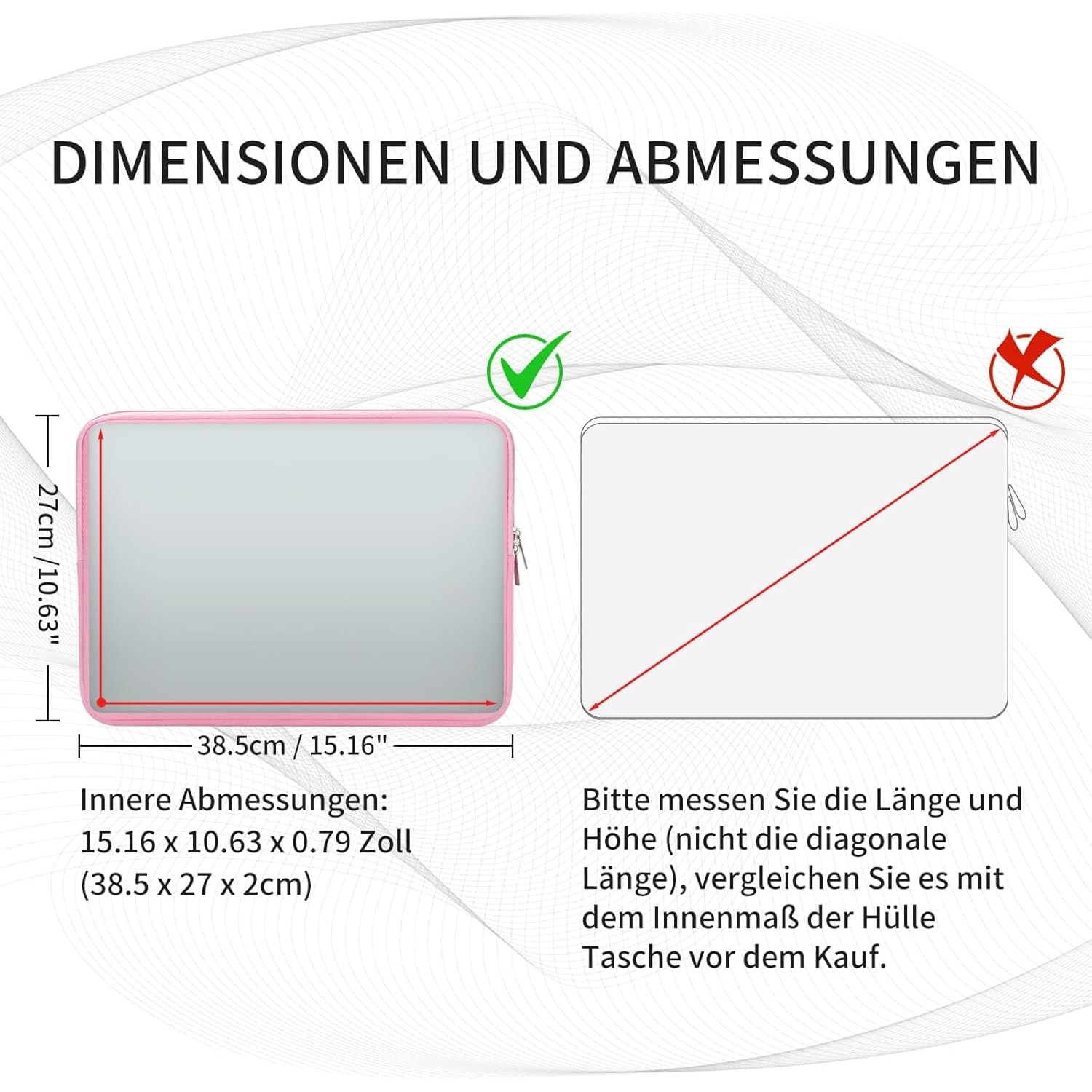 Husa Laptop 15.6" RAINYEAR, Protectie Padded Neopren, Roz