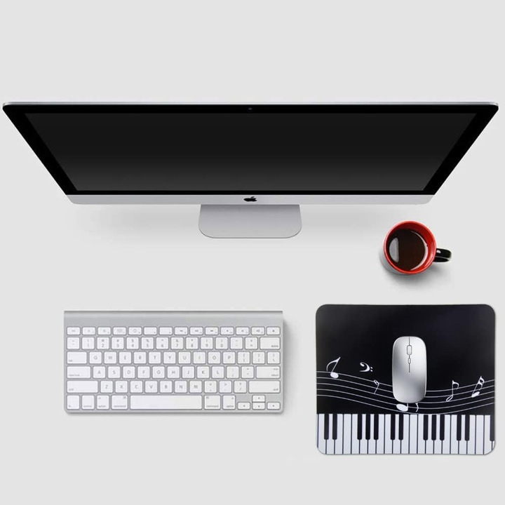 Mouse Pad Mic 24x20 cm Negru, Anti-Alunecare, Suprafata Neteda