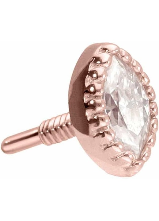 14K arany csavar ovális moissanittal - piercing ékszer