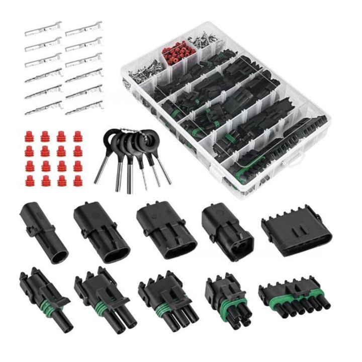 Set conectori electric auto 1-6 pini rezistent apa multicolor