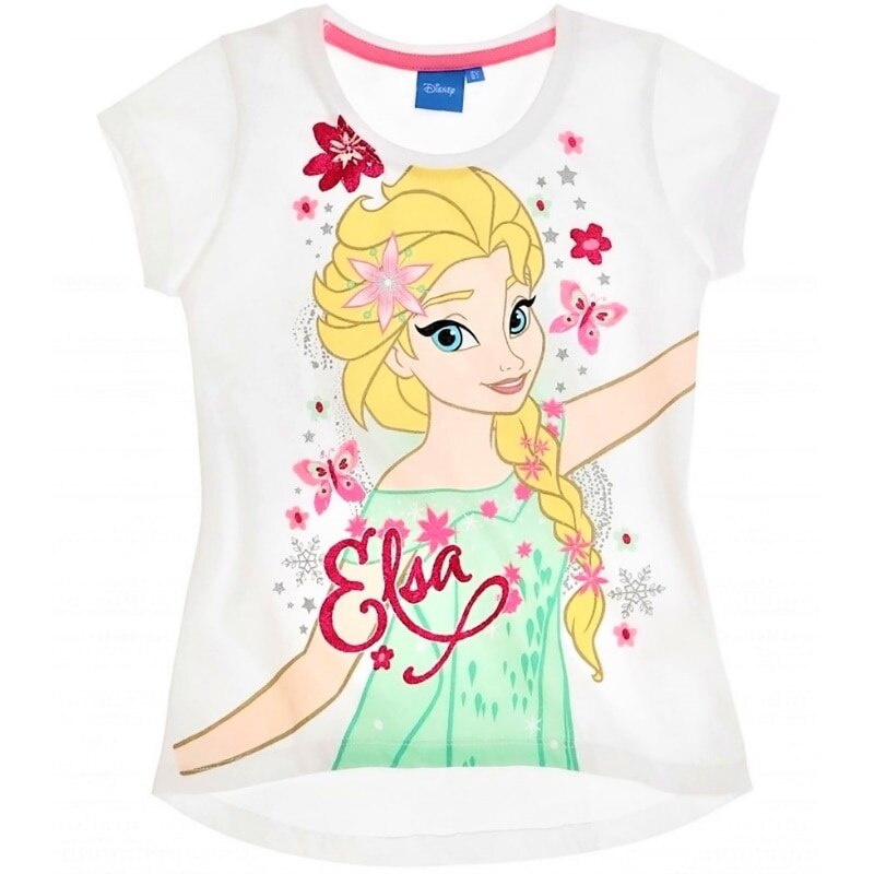 Bluza cu maneca scurta , Elsa,Disney Frozen, Alb
