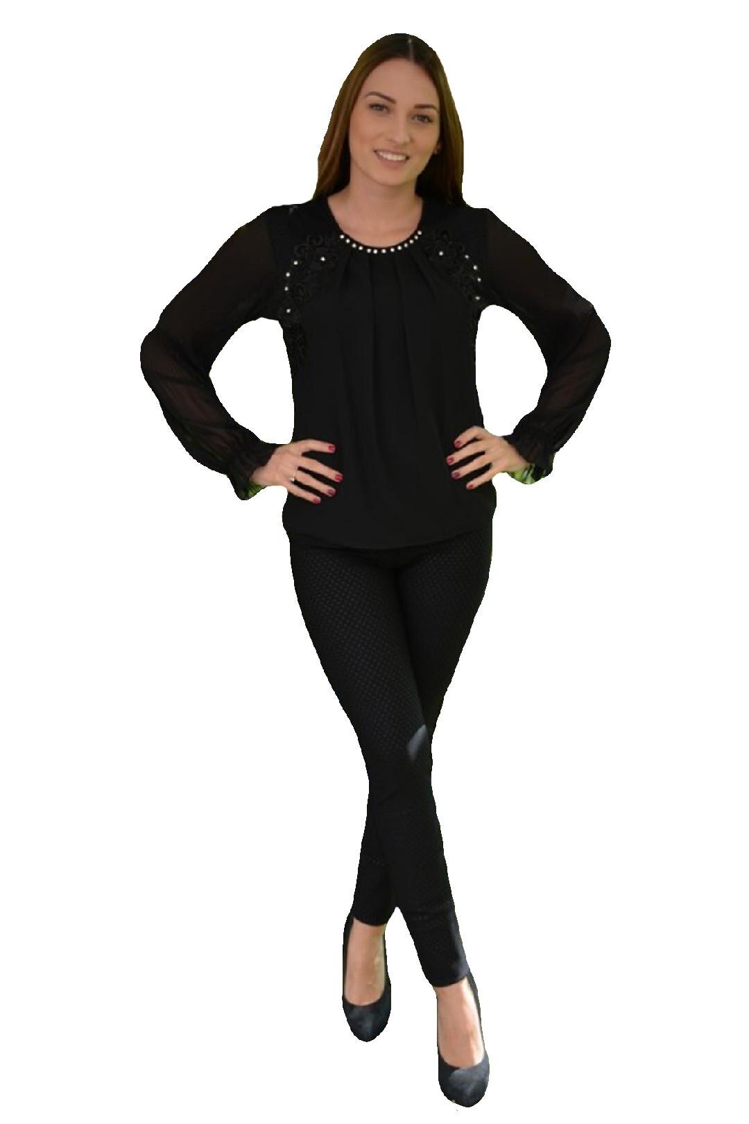 Bolero dama din blana sintetica, scurt in talie si maneca lunga ,D&J Exclusive, Negru