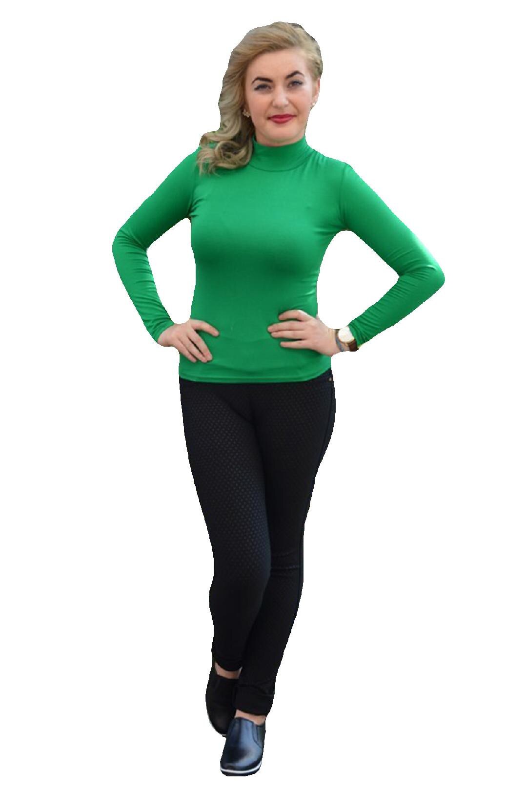 Bluza cu maneca lunga, material elastic , D&J Exclusive, Verde