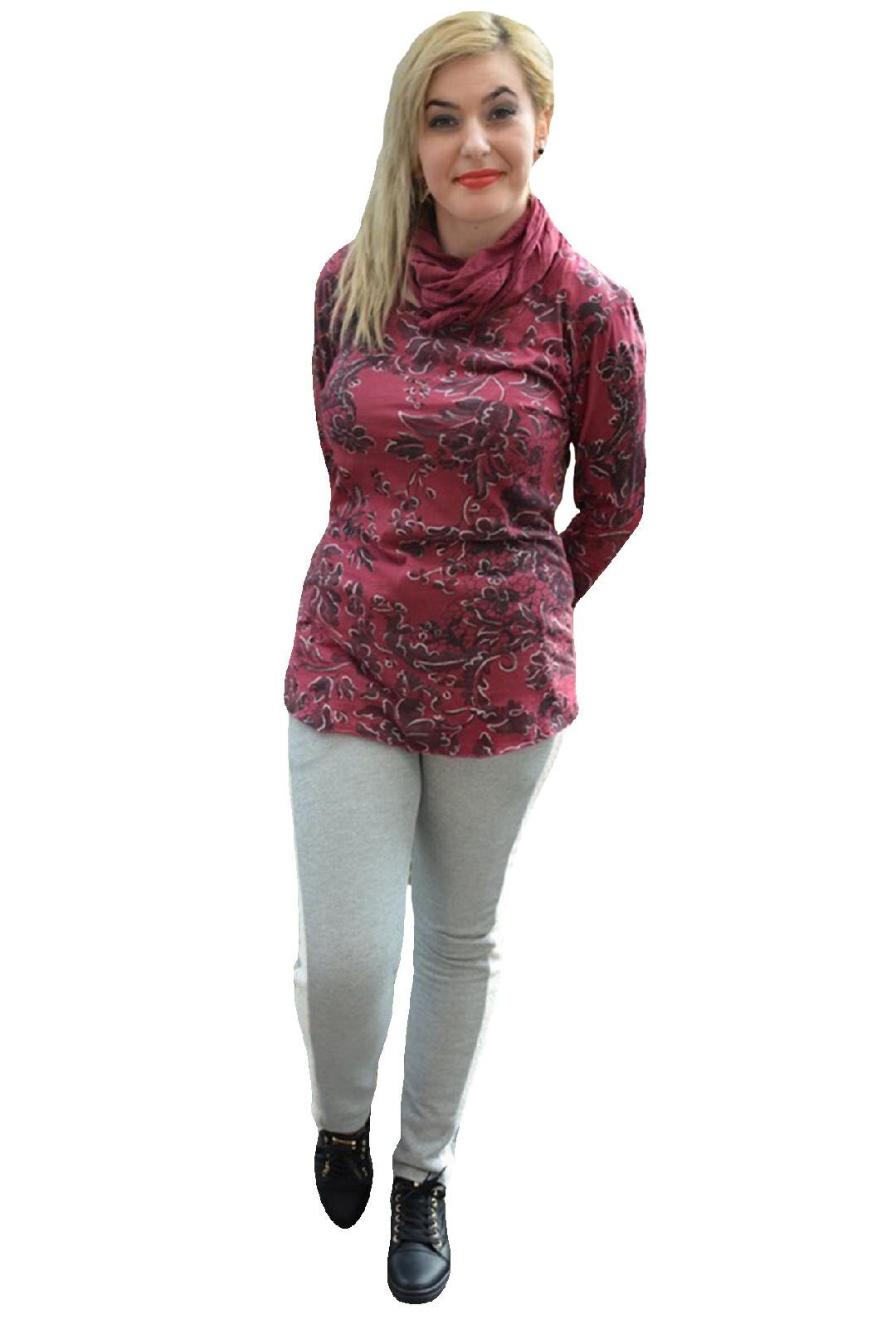 Bluza moderna tip sport din bumbac cu imprimeu,D&J Exclusive, Marsala