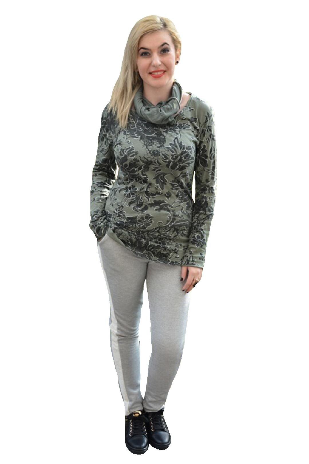 Bluza moderna tip sport din bumbac cu imprimeu,D&J Exclusive, Verde