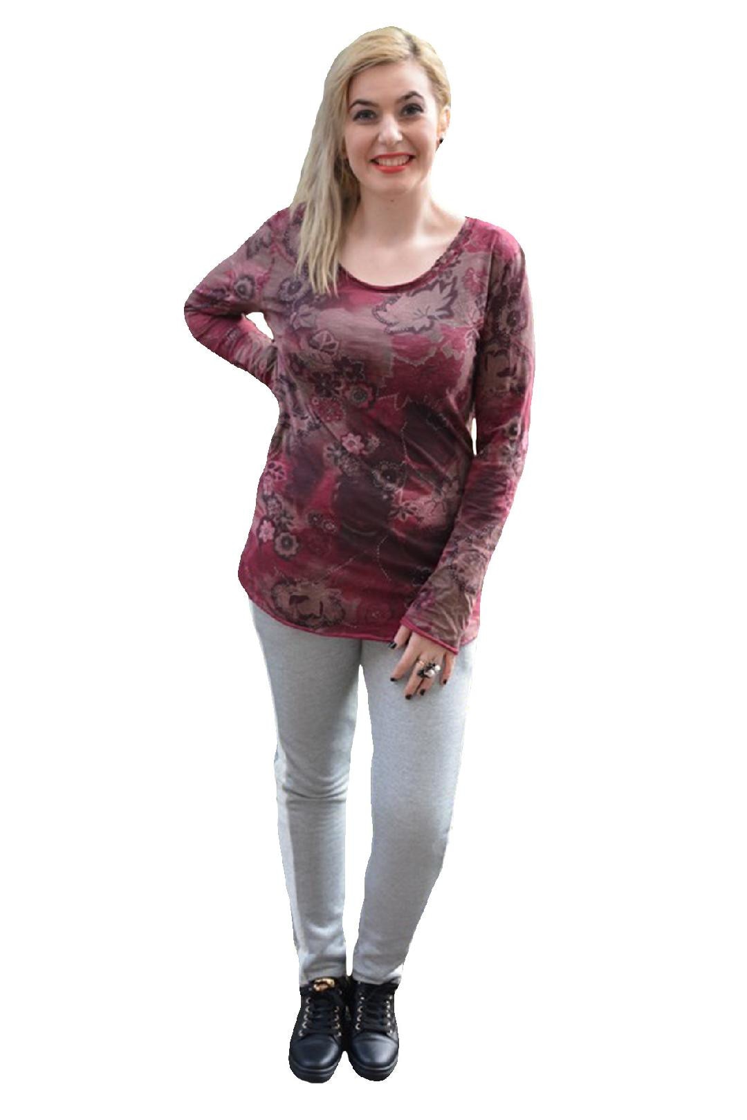 Bluza trendy, model tineresc cu imprimeu deosebit,D&J Exclusive, Marsala