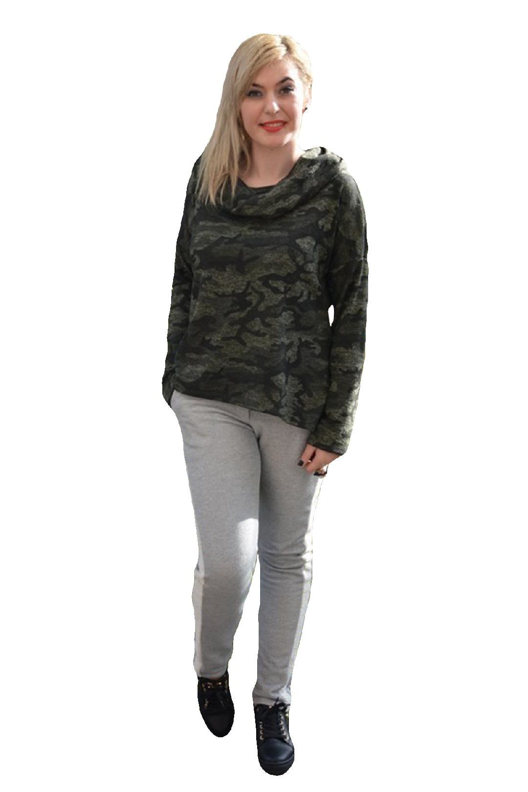 Bluza tinereasca tip sport cu imprimeu,D&J Exclusive,, Verde inchis