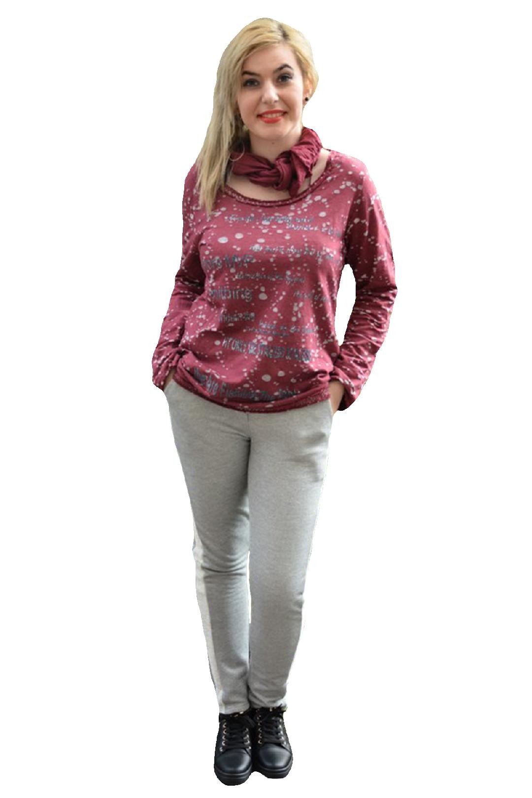 Bluza deosebita cu imprimeu de buline,masura mare,D&J Exclusive,, Marsala