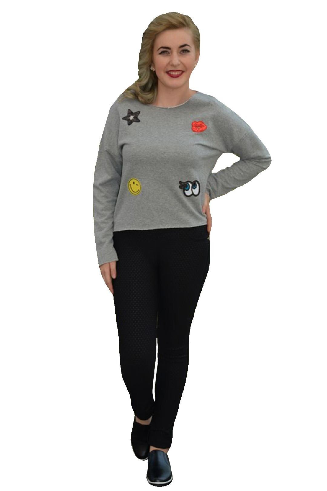 Bluza chic cu maneca lunga,D&J Exclusive, Gri