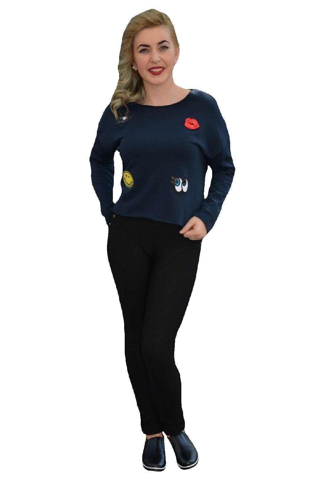 Bluza chic cu maneca lunga,D&J Exclusive, Albastru marin