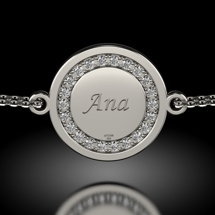 Bratara cu lantisor din aur alb model Magic Coin Cristale