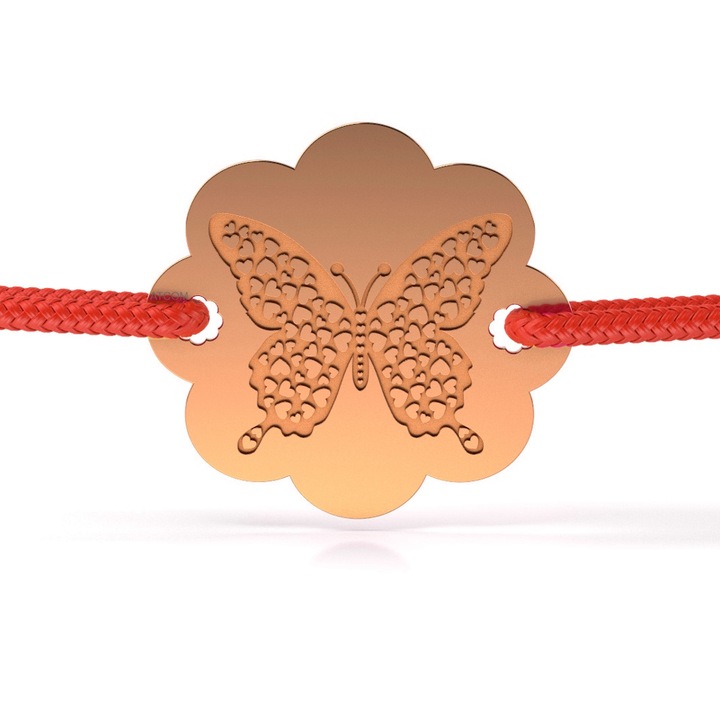 Bratara din aur roz model I love butterfly