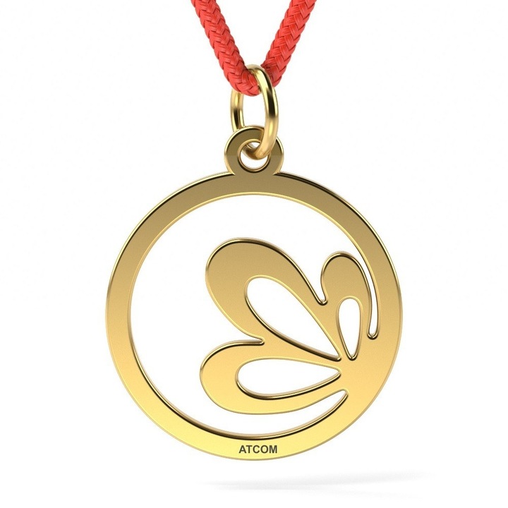 Pandantiv din aur galben cu snur model Floare de lotus