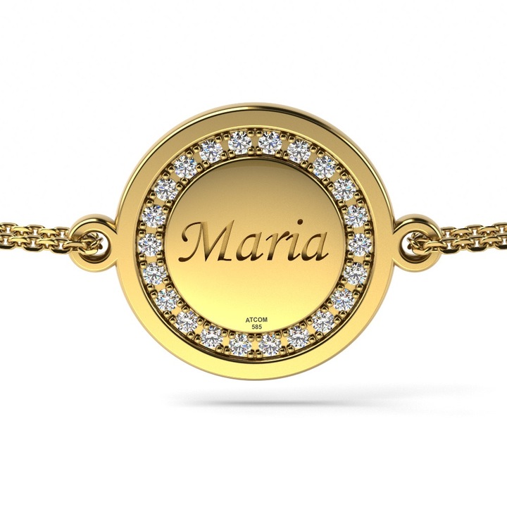 Bratara cu lantisor din aur galben model Magic Coin Cristale