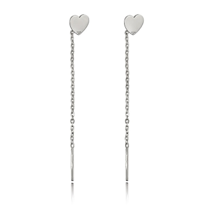 ATCOM Szív fülbevalók, Fehérarany lánccal