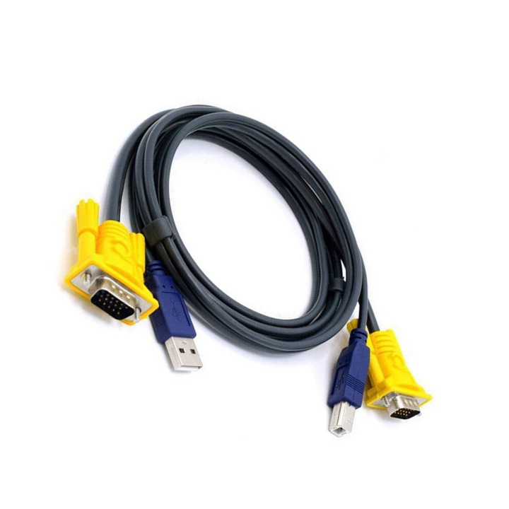 USB 2.0 KVM kapcsoló 2 vagy 4 portos, 1080P, fekete, 10.3x7.5x2.6cm