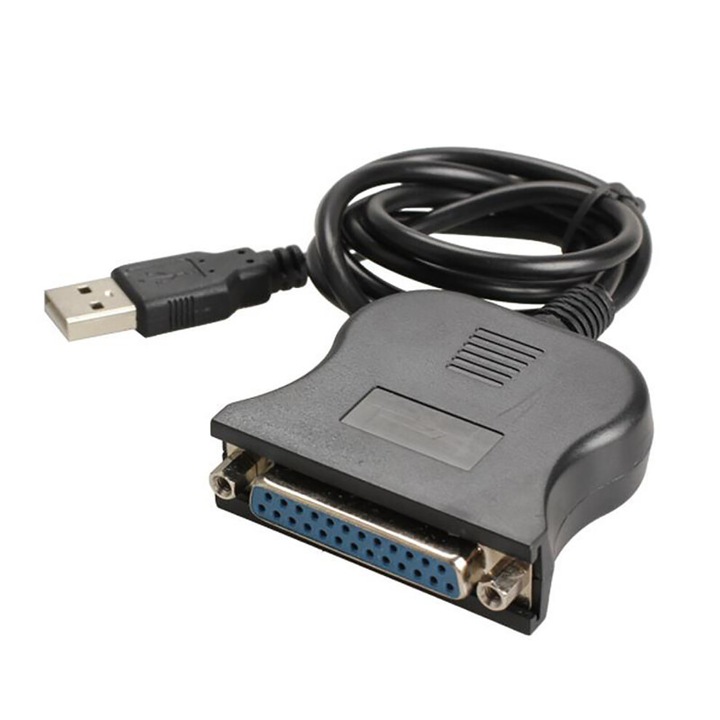 Кабел за принтер USB 2.0 към паралелен порт 25 пина черен 0.8м