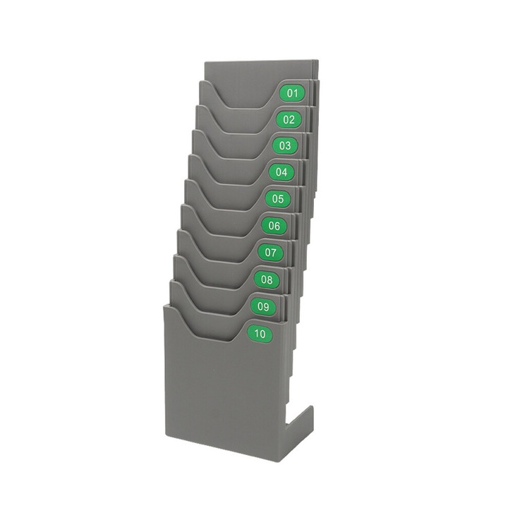 Suport card pontaj extensibil plastic 10 sloturi 10,8x7,5x11,5cm
