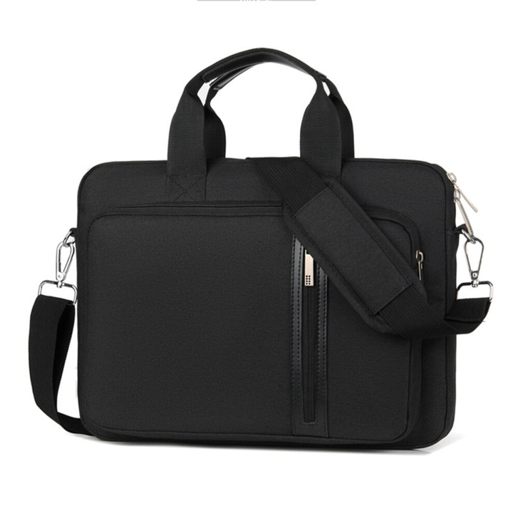 Geanta laptop 15,6 inch, rezistenta la apa, Oxford, negru